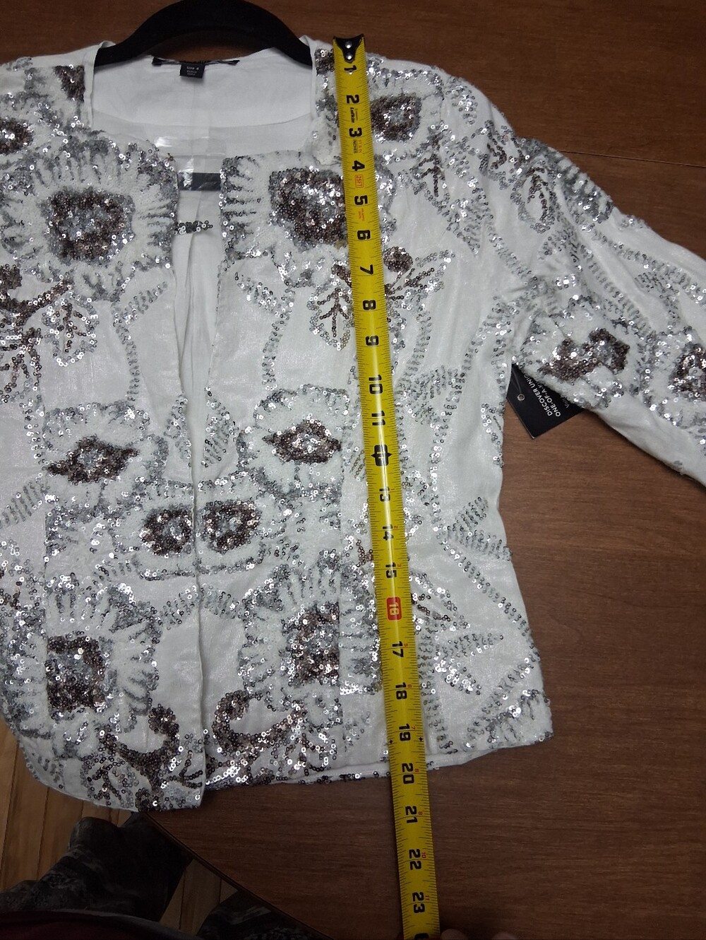 Boston Proper Embellished Floral Sequin Linen Jacket - Picture 7 of 13